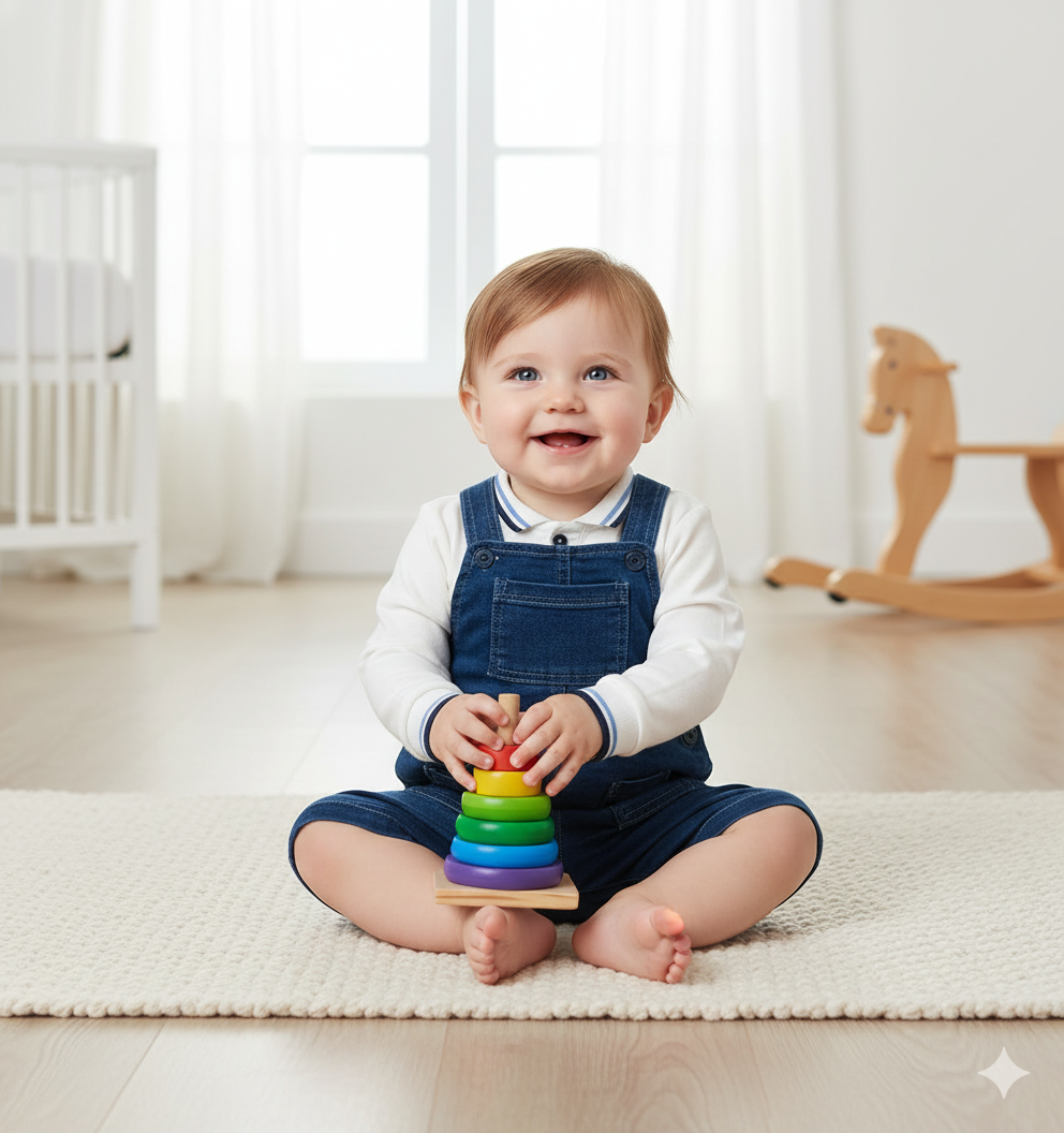 Salopet Likralı Kot Polo Yaka Sweatshirt Salopet Erkek Bebek Takım